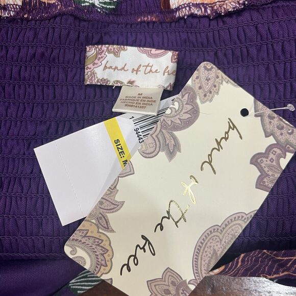 NWT Band Of The Free Floral Purple Floriane Crop Top Blouse Size Medium Boho - Picture 6 of 6